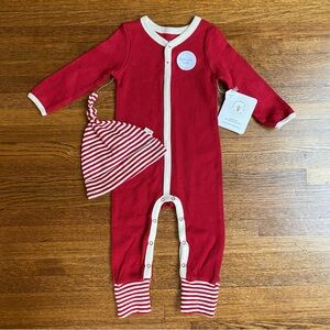 Burt’s Bees Baby 12 Months Red and Cream Waffle Weave Pajamas